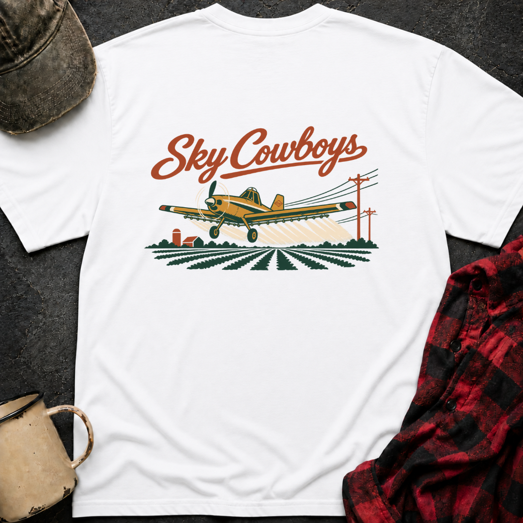 Sky Cowboys T-Shirt | Minimal Chest Emblem