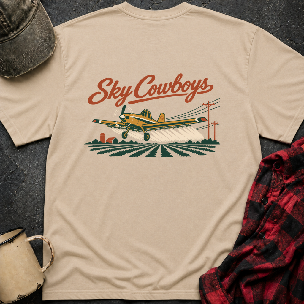 Sky Cowboys T-Shirt | Minimal Chest Emblem